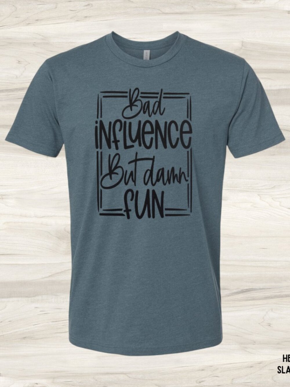 NWT Next Level Bad Influence Unisex Graphic Tee Blue Size XLarge